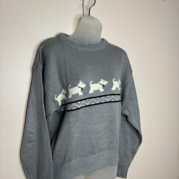 Vintage Scotty Scottie dog Graphic Crewneck Sweater grey black Size Small 90s - Picture 2 of 9